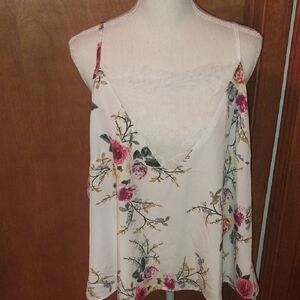 Floral Lace Trim Cami Top